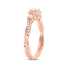 Thumbnail Image 2 of Now + Forever Princess & Round-Cut Diamond Three-Stone Engagement Ring 1/2 ct tw 14K Rose Gold
