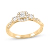 Thumbnail Image 1 of Now + Forever Princess & Round-Cut Diamond Three-Stone Engagement Ring 1/2 ct tw 14K Yellow Gold