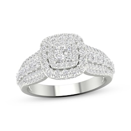 Now + Forever Princess & Round-Cut Diamond Engagement Ring 1-3/8 ct tw 14K White Gold