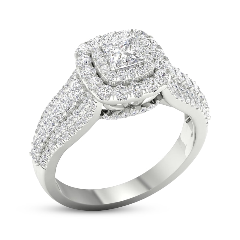 Main Image 2 of Now + Forever Princess & Round-Cut Diamond Engagement Ring 1-3/8 ct tw 14K White Gold