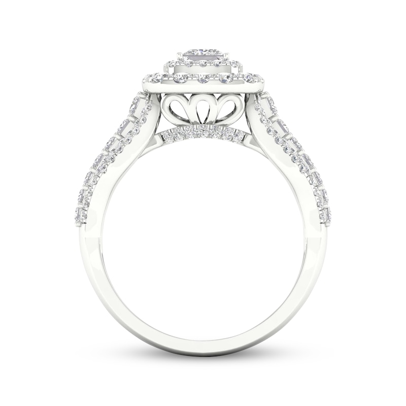 Main Image 4 of Now + Forever Princess & Round-Cut Diamond Engagement Ring 1-3/8 ct tw 14K White Gold