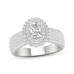 Now + Forever Oval & Round-Cut Diamond Engagement Ring 1-1/4 ct tw 14K White Gold