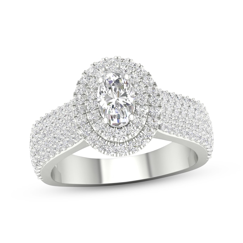 Main Image 1 of Now + Forever Oval & Round-Cut Diamond Engagement Ring 1-1/4 ct tw 14K White Gold