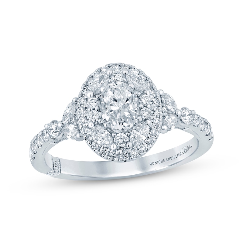 Main Image 1 of Monique Lhuillier Bliss Oval-Cut Diamond Engagement Ring 1 ct tw 18K White Gold