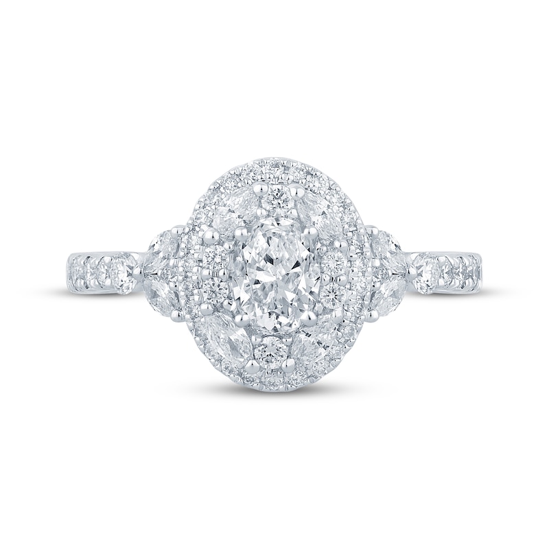 Main Image 4 of Monique Lhuillier Bliss Oval-Cut Diamond Engagement Ring 1 ct tw 18K White Gold