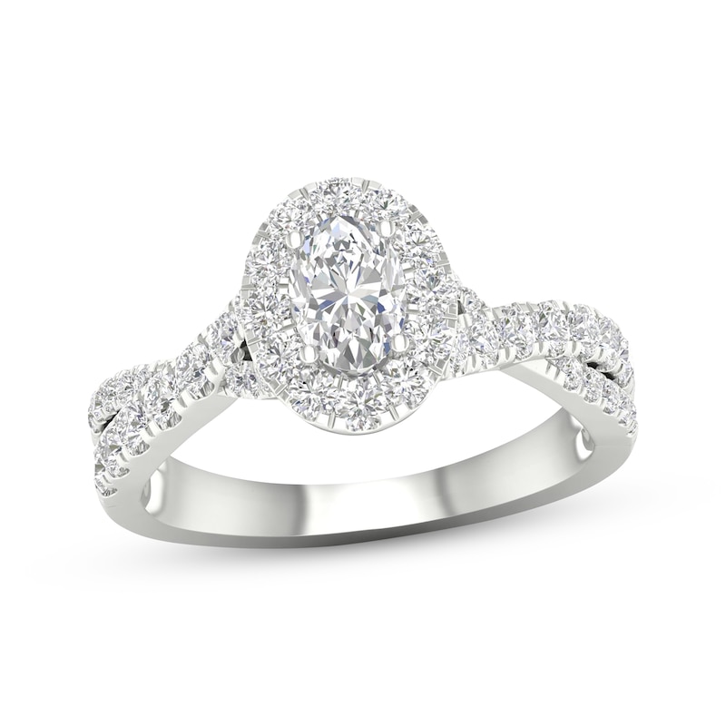 Main Image 1 of Now + Forever Oval & Round-Cut Diamond Engagement Ring 1-1/5 ct tw 14K White Gold