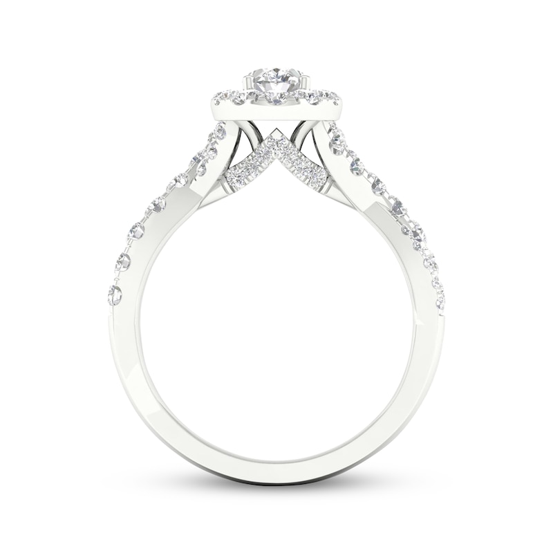 Main Image 4 of Now + Forever Oval & Round-Cut Diamond Engagement Ring 1-1/5 ct tw 14K White Gold