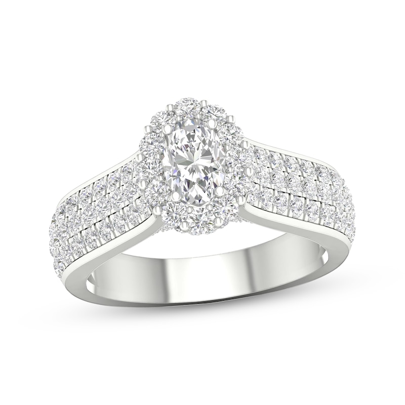 Main Image 1 of Now + Forever Oval & Round-Cut Diamond Engagement Ring 1-3/8 ct tw 14K White Gold