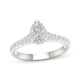 Now + Forever Pear-Shaped & Round-Cut Diamond Engagement Ring 7/8 ct tw 14K White Gold