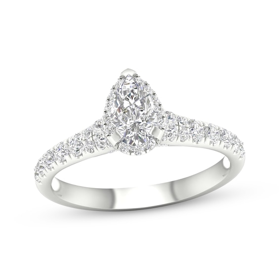 Now + Forever Pear-Shaped & Round-Cut Diamond Engagement Ring 7/8 ct tw 14K White Gold