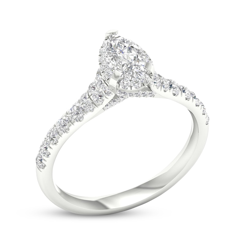 Main Image 2 of Now + Forever Pear-Shaped & Round-Cut Diamond Engagement Ring 7/8 ct tw 14K White Gold
