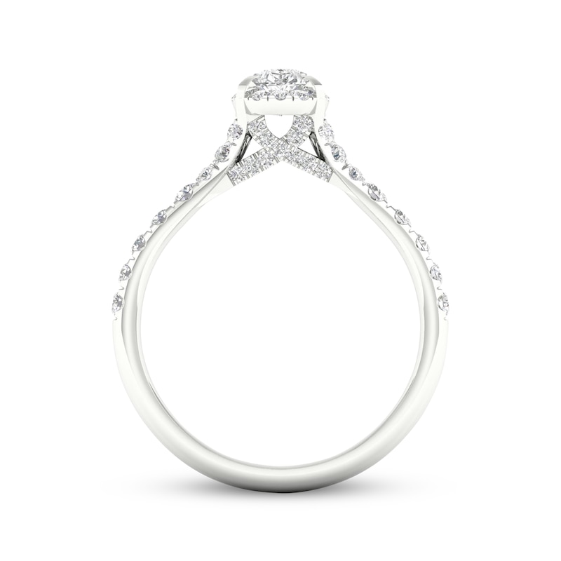 Main Image 4 of Now + Forever Pear-Shaped & Round-Cut Diamond Engagement Ring 7/8 ct tw 14K White Gold