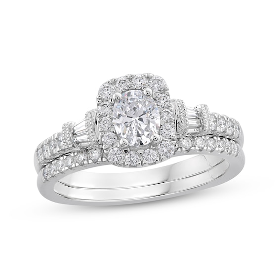 Now + Forever Oval, Round & Baguette-Cut Diamond Bridal Set 1 ct tw 10K White Gold