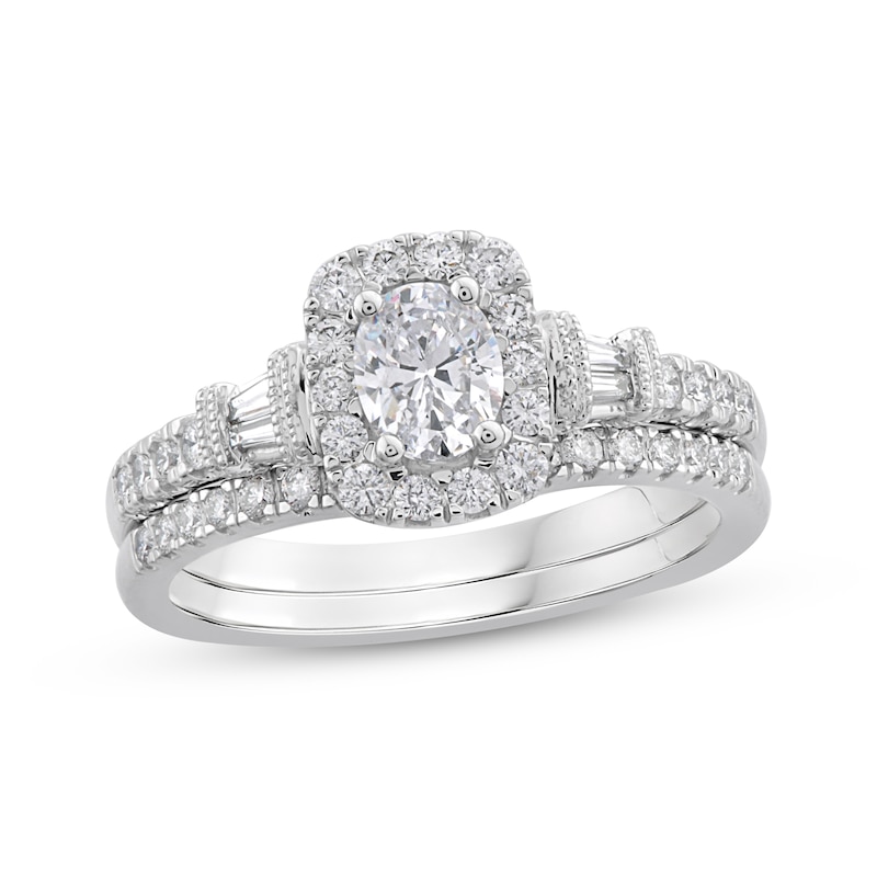 Main Image 1 of Now + Forever Oval, Round & Baguette-Cut Diamond Bridal Set 1 ct tw 10K White Gold