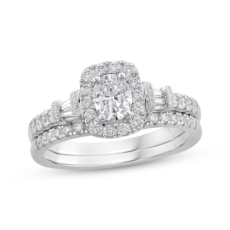 Oval, Round & Baguette-Cut Diamond Bridal Set 1 ct tw 10K White Gold | Kay