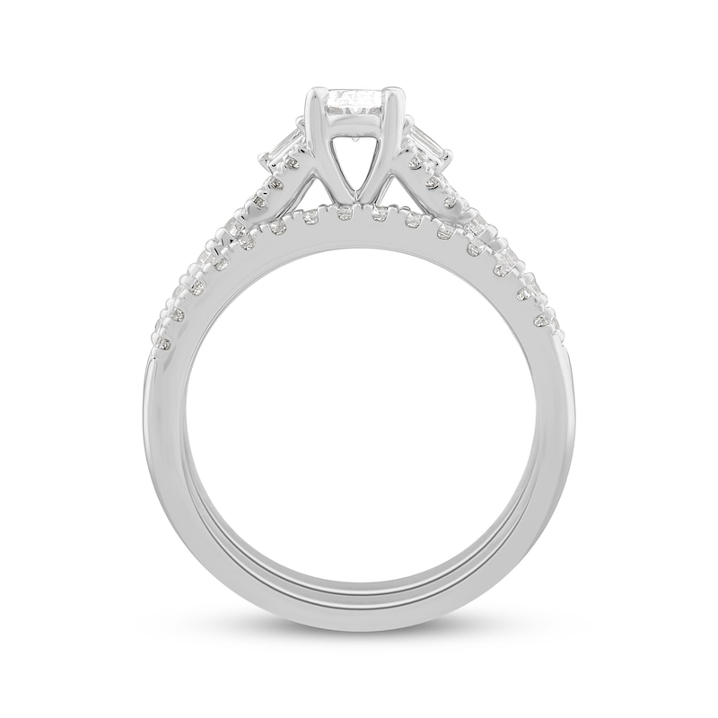 Main Image 3 of Now + Forever Oval, Baguette & Round-Cut Diamond Bridal Set 1 ct tw 10K White Gold