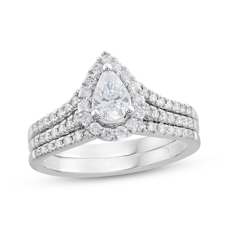 Main Image 1 of Now + Forever Pear-Shaped & Round-Cut Diamond Bridal Set 1 ct tw 10K White Gold