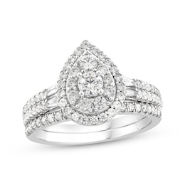 Now + Forever Round & Baguette-Cut Diamond Bridal Set 1 ct tw 10K White Gold
