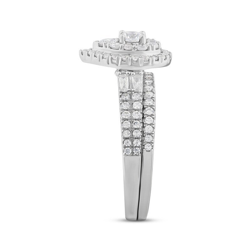 Main Image 2 of Now + Forever Round & Baguette-Cut Diamond Bridal Set 1 ct tw 10K White Gold