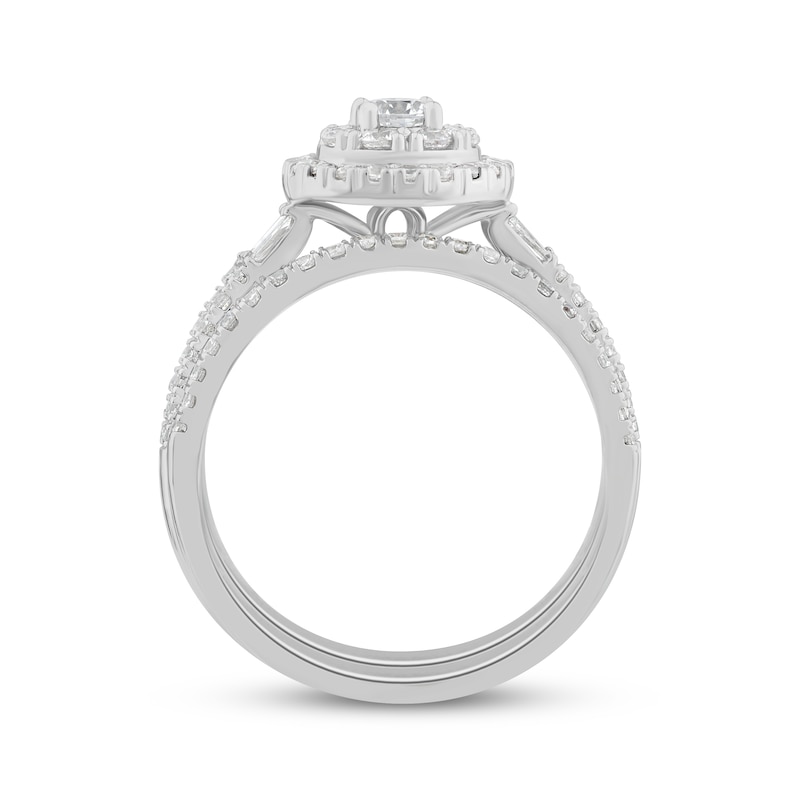 Main Image 3 of Now + Forever Round & Baguette-Cut Diamond Bridal Set 1 ct tw 10K White Gold