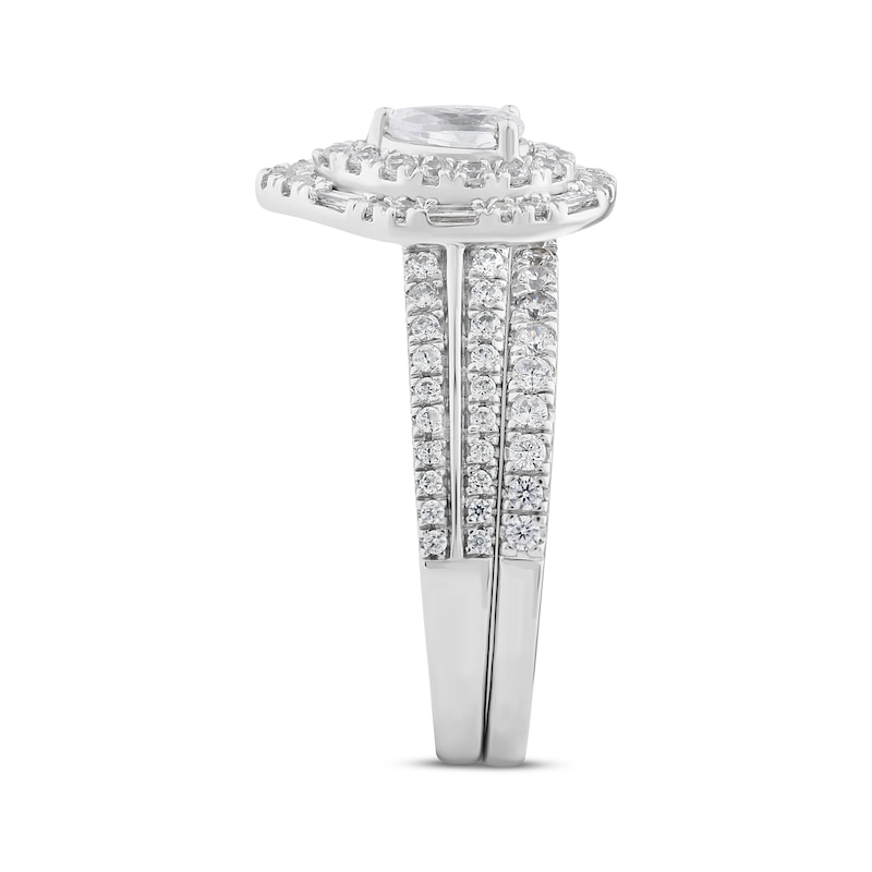 Main Image 2 of Now + Forever Pear-Shaped, Baguette- & Round-Cut Diamond Bridal Set 1 ct tw 10K White Gold