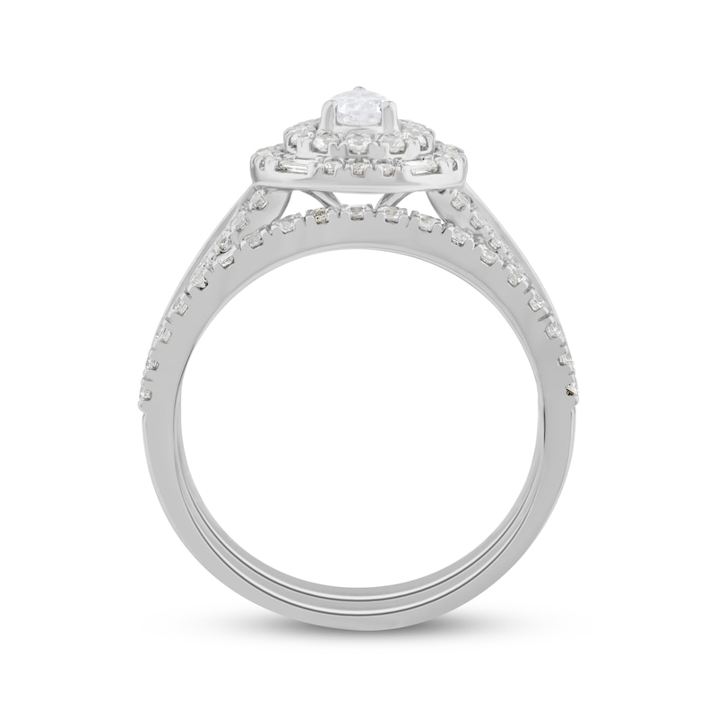 Main Image 3 of Now + Forever Pear-Shaped, Baguette- & Round-Cut Diamond Bridal Set 1 ct tw 10K White Gold