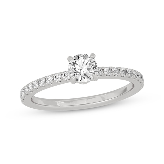 Now + Forever Round-Cut Diamond Gallery-Set Engagement Ring 3/4 ct tw 14K White Gold