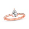 Thumbnail Image 1 of Now + Forever Pear-Shaped & Round-Cut Diamond Gallery-Set Engagement Ring 3/4 ct tw 14K Rose Gold