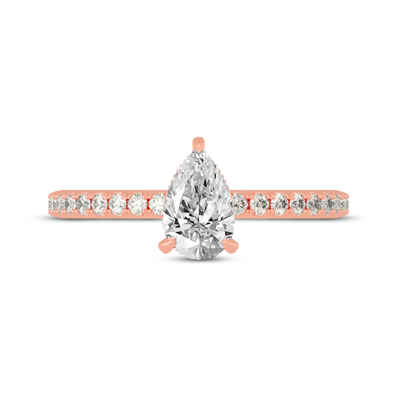 Main Image 3 of Now + Forever Pear-Shaped & Round-Cut Diamond Gallery-Set Engagement Ring 3/4 ct tw 14K Rose Gold