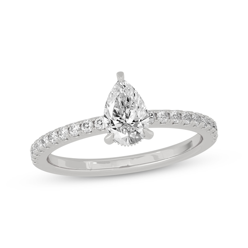Main Image 1 of Now + Forever Pear-Shaped & Round-Cut Diamond Gallery-Set Engagement Ring 3/4 ct tw 14K White Gold