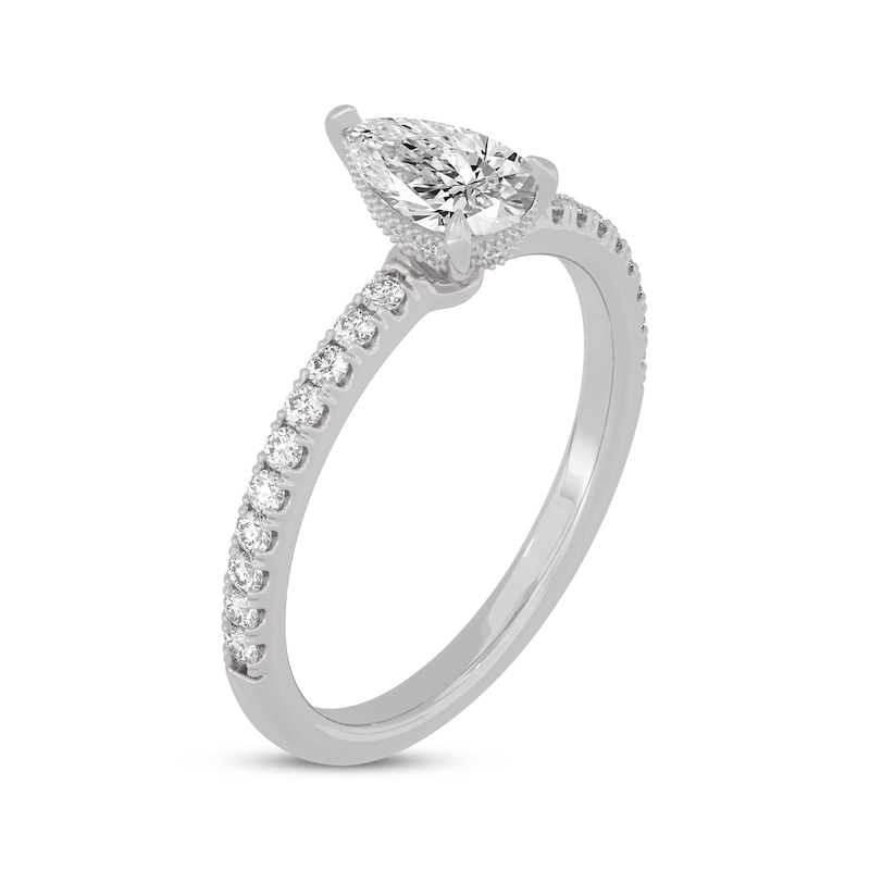 Main Image 2 of Now + Forever Pear-Shaped & Round-Cut Diamond Gallery-Set Engagement Ring 3/4 ct tw 14K White Gold