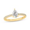 Thumbnail Image 1 of Now + Forever Pear-Shaped & Round-Cut Diamond Gallery-Set Engagement Ring 3/4 ct tw 14K Yellow Gold
