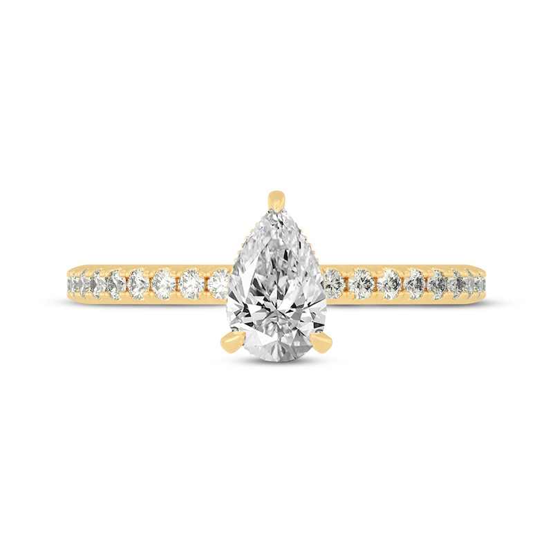Main Image 3 of Now + Forever Pear-Shaped & Round-Cut Diamond Gallery-Set Engagement Ring 3/4 ct tw 14K Yellow Gold