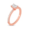 Thumbnail Image 2 of Now + Forever Emerald & Round-Cut Diamond Gallery-Set Engagement Ring 3/4 ct tw 14K Rose Gold