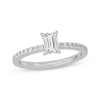 Thumbnail Image 1 of Now + Forever Emerald & Round-Cut Diamond Gallery-Set Engagement Ring 3/4 ct tw 14K White Gold