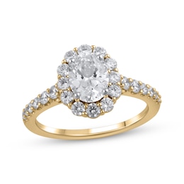 Now + Forever Lab-Grown Diamonds Oval-Cut Engagement Ring 1-3/4 ct tw 14K Yellow Gold