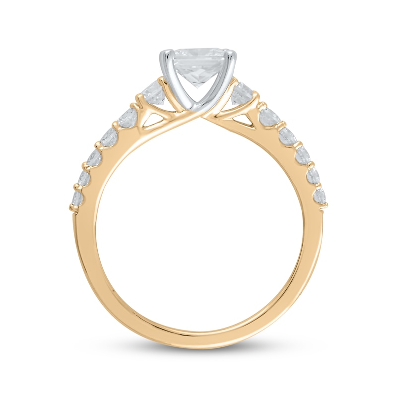Main Image 3 of Now + Forever Lab-Grown Diamonds Princess-Cut Engagement Ring 1-1/2 ct tw 14K Yellow Gold