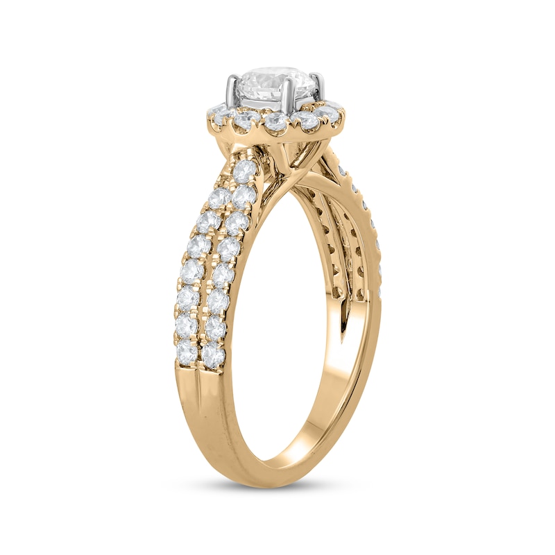 Lab-Created Diamonds by KAY Round-Cut Split Shank Engagement Ring 1-1/4 ct tw 14K Yellow Gold