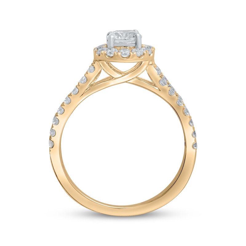 Main Image 3 of Now + Forever Lab-Grown Diamonds Round-Cut Split Shank Engagement Ring 1-1/4 ct tw 14K Yellow Gold