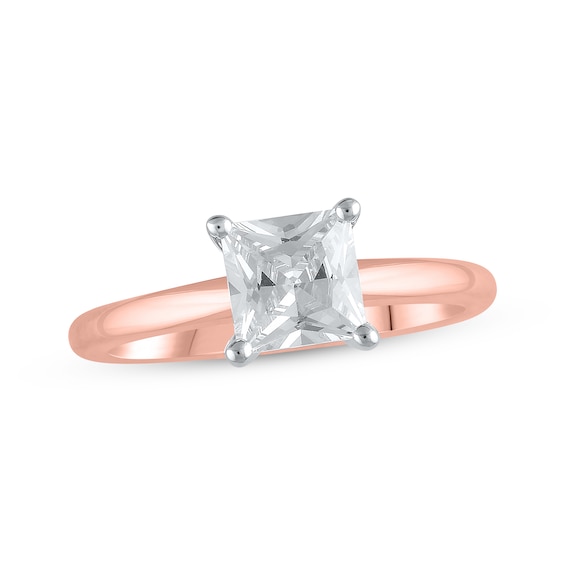 Now + Forever Lab-Grown Diamonds Princess-Cut Solitaire Engagement Ring 1 ct tw 14K Rose Gold (F/SI2)