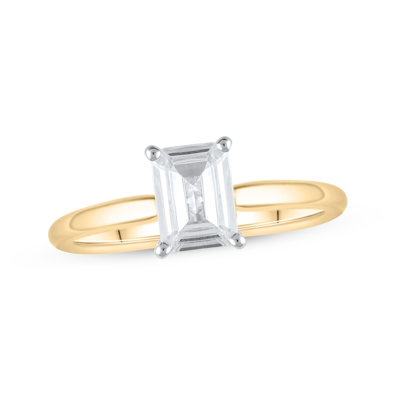 Main Image 1 of Now + Forever Lab-Grown Diamonds Emerald-Cut Solitaire Engagement Ring 1 ct tw 14K Yellow Gold (F/SI2)