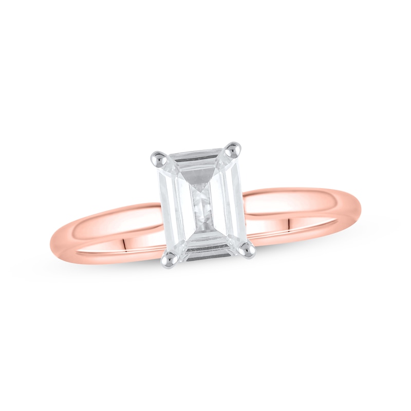 Main Image 1 of Now + Forever Lab-Grown Diamonds Emerald-Cut Solitaire Engagement Ring 1 ct tw 14K Rose Gold (F/SI2)