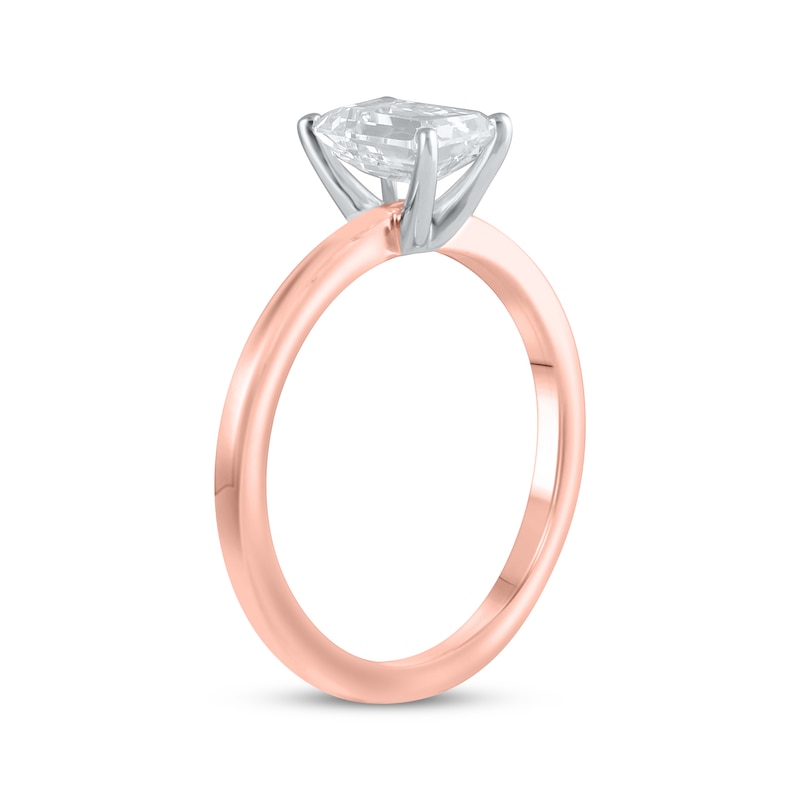 Main Image 2 of Now + Forever Lab-Grown Diamonds Emerald-Cut Solitaire Engagement Ring 1 ct tw 14K Rose Gold (F/SI2)
