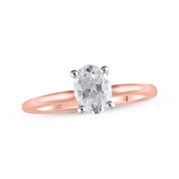 Now + Forever Lab-Grown Diamonds Oval-Cut Solitaire Engagement Ring 1 ct tw 14K Rose Gold (F/SI2)