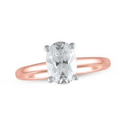 Now + Forever Lab-Grown Diamonds Oval-Cut Solitaire Engagement Ring 1-1/2 ct tw 14K Rose Gold (F/SI2)