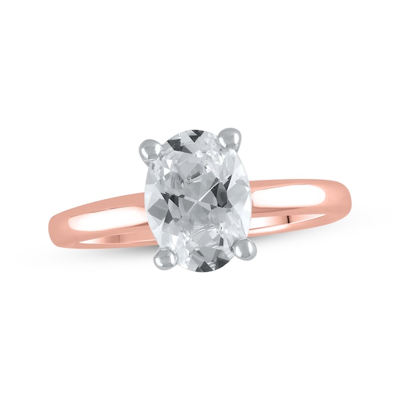 Now + Forever Lab-Grown Diamonds Oval-Cut Solitaire Engagement Ring 2 ct tw 14K Rose Gold (F/SI2)