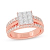 Thumbnail Image 1 of Now + Forever Princess & Round-Cut Multi-Diamond Center Engagement Ring 2 ct tw 14K Rose Gold