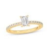 Thumbnail Image 1 of Now + Forever Emerald & Round-Cut Diamond Gallery-Set Engagement Ring 3/4 ct tw 14K Yellow Gold