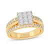 Thumbnail Image 1 of Now + Forever Princess & Round-Cut Multi-Diamond Center Engagement Ring 2 ct tw 14K Yellow Gold