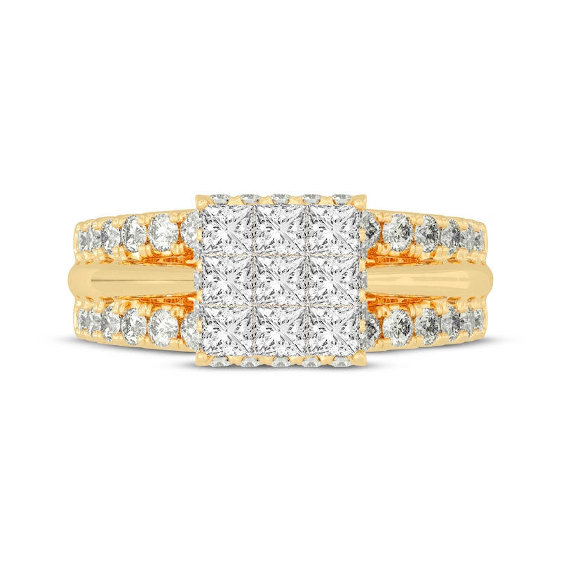 Main Image 3 of Now + Forever Princess & Round-Cut Multi-Diamond Center Engagement Ring 2 ct tw 14K Yellow Gold